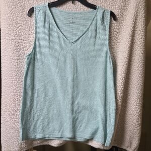 Talbots Green And White Striped Tank Top